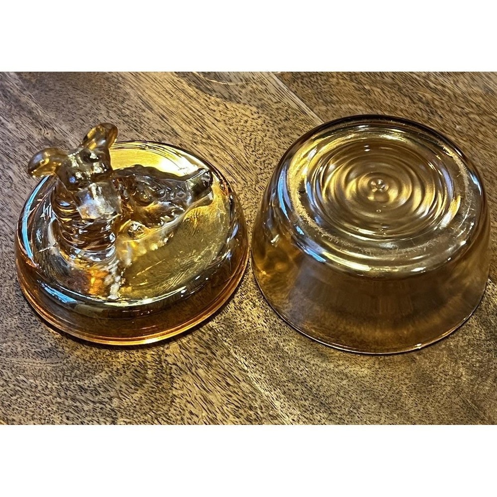 Vtg Jeanette Scottie Dog Marigold Carnival Glass‎ Dish Lid Powder Candy Jar 1940 - Picture 7 of 7